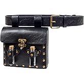 Belt Pouch Waist Bag Leather Casual Magic Vials Steampunk Phone Bag Medieval Renaissance Cosplay Costume Accessory (Black)