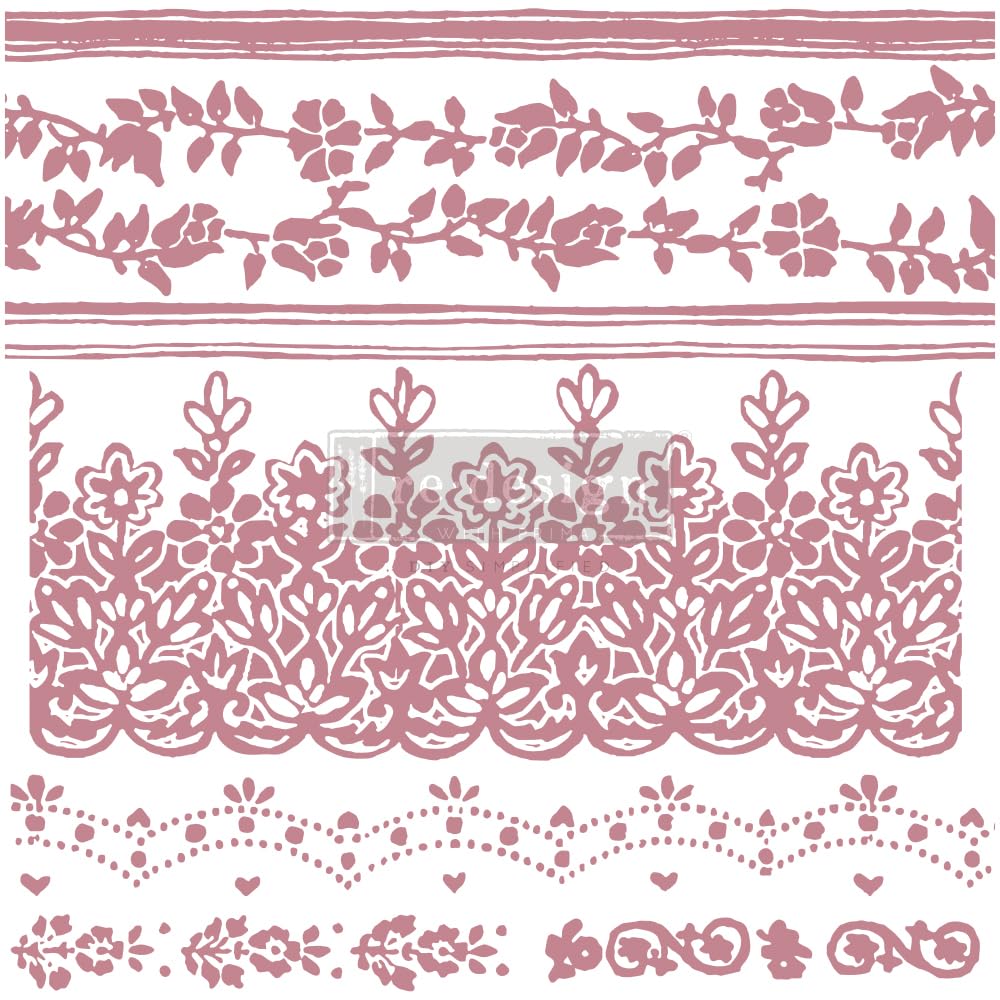 Redesign with Prima Decorative Clear Stamps, Acrylic, Floral Borders, 12 x 12 Inches