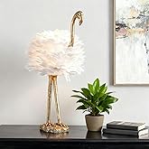Crestview Collection Flamingo Table Lamp, 29.5" Gold Resin Feather Lamp for Nightstands, Bedside or Side Tables, Unique Coast
