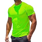 RGJU Workout Shirts Men Moisture Wicking T-Shirt Quick Dry Running Short Sleeve Gym Performance Active Tee Athletic Fit