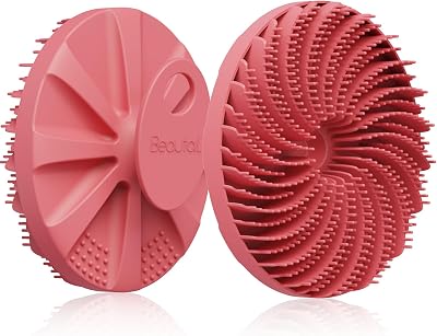 BEAUTAIL Silicone Body Scrubber Pink, Gentle Exfoliating Shower Brush with