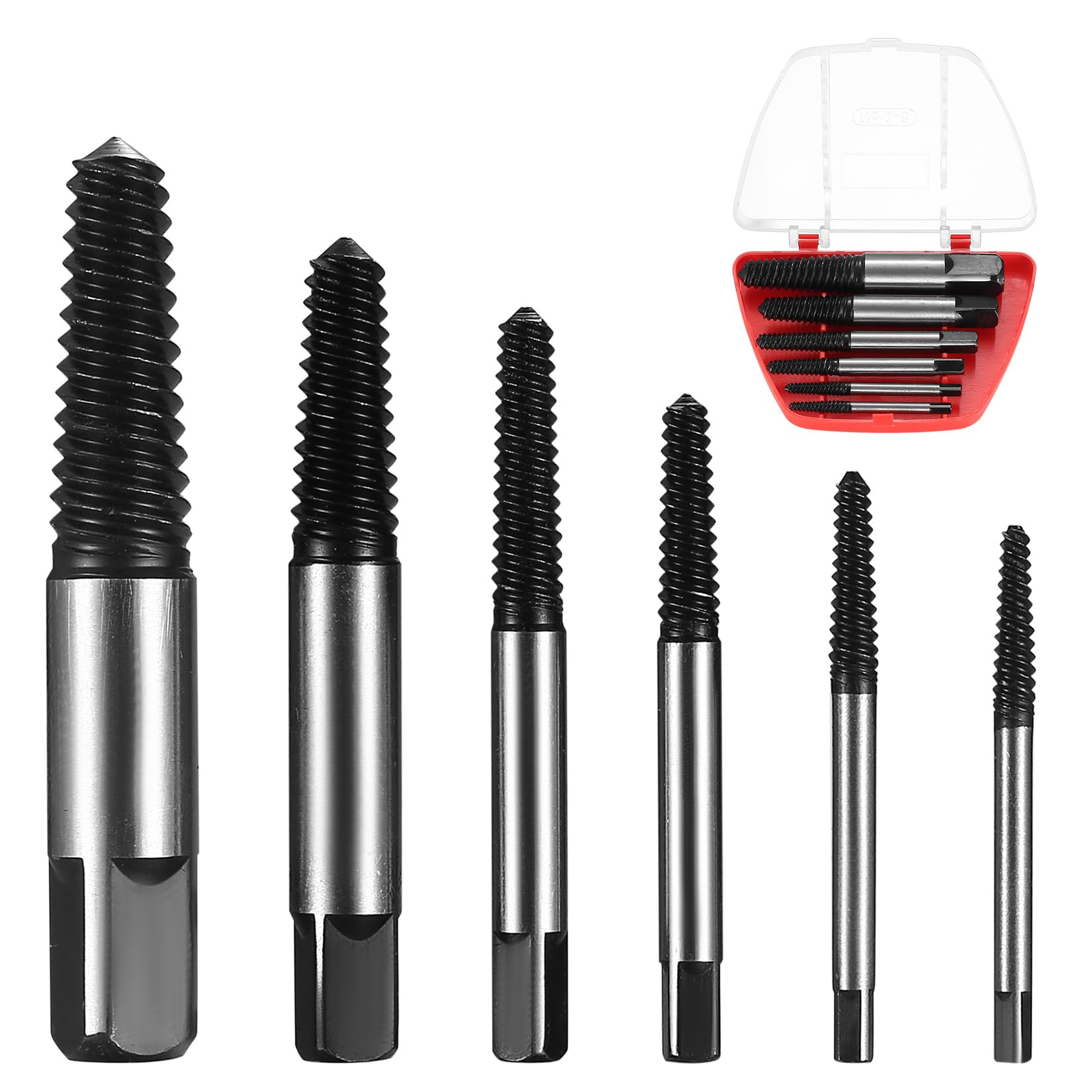 Damaged Screw Extractor Set, Professional 6-Piece Premium Carbon Steel Easy Out Kit, Quickly Remove Rounded Stripped Screws, Broken Bolts & Nuts in Seconds for Plumbing & DIY, Storage Case