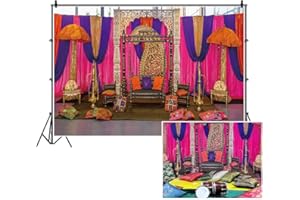CSFOTO 10x7ft Wedding Backdrop Indian Wedding Ceremony Background for Photography Bridal Shower Decor Colorful Curtains Birth