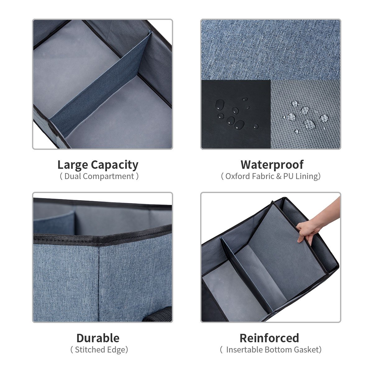 Collapsible Toy Chest Box Large Baby Storage Basket with Flip-Top Lid and Handles 2 Section Waterproof Kids Toys organizer Sorter for Nursery , Home Organization, Closets, Playroom ( L, blue )