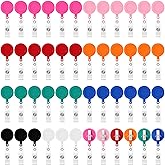 Zhanmai 48 Pcs Retractable Badge Reel 25 Inches ID Badge Clip with 360 Degrees Swivel Alligator Clips Mixed Colors Retractable ID Reel for Students Hanging Card Name(Fashion)
