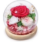 FIACO Preserved Rose Birthday Gift for Women Forever Fresh Flowers for Prime Delivery Gift for Mom Grandma Wife Valentines Mothers Day Christmas Anniversary Eternal Roses in Glass Dome