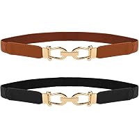 JASGOOD Women Skinny Elastic Belt for Dresses,Thin Retro 