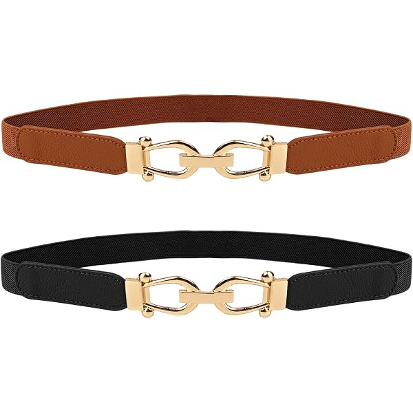 XZQTIVE 3 Pack Women Skinny Belt for Dresses Retro Stretch  display picture 1