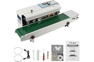 Garvee Continuous Band Sealer with Fr-900 Automatic Horizontal Band Sealer 110v, Temperature Control, Commercial Pp Aluminum 