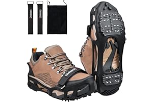Ice Cleats Snow Traction Cleats Ice Winter Shoes 24 Studs Ice Snow Crampons for Boots and Shoes for Walking on Snow and Ice A