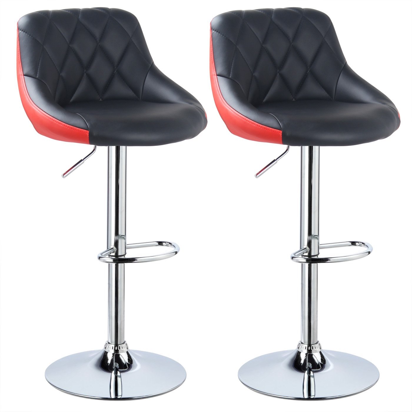 Woltu Bar Stools Black Red Bar Chairs Breakfast Dining Stools For Kitchen Island Counter Bar Stools Set Of 2 Pcs Leatherette Exterior