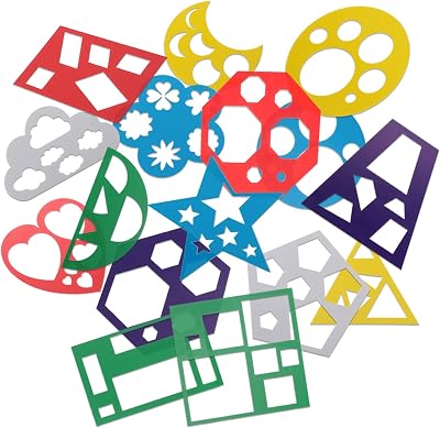 Abeillo 16 Pcs Geometric Stencils for Kids 15x15cm PET Reusable