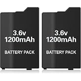 KEKUCULL 2Pcs Rechargeable Battery Pack Replacement for PSP 2000/3000/Lite/Slim Console, Real Capacity 1200mAh Lithium Polymer Batteries for PSP 2001/3001