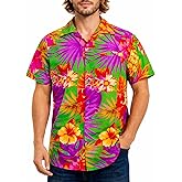 KING KAMEHA Men’s Hawaiian Shirt Short Sleeve – Aloha Summer Shirt with Pineapple Print, Lightweight, Easy Care