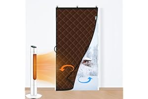 DCUINS Thermal Insulated Door Curtain Fits Door Size 32" x 80", Upgraded Oxford Cloth Thicken Cotton Fiber Fill, Curtain Size 35" x 82", Single Piece Winter Insulation Blanket Cover to Keep Warm Brown