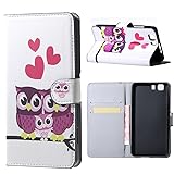 DETUOSI&reg; H&uuml;lle f&uuml;r Doogee X5 ,PU Leder Etui H&uuml;lle im Bookstyle Handy Tasche f&uuml;r Doogee X5 / X5 Pro Schutzh&uuml;lle Schale Flip Cover Wallet Case (Lila Eule)
