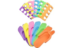 Artist Land 48 Pairs Spa Party Pack of Anti-Slip EVA Pedicure Slippers & Premium Toe separators Two Tone Soft & Durable - Bulk 6 Fun Colors Ideal for At Home Spa Party & Nail Salon
