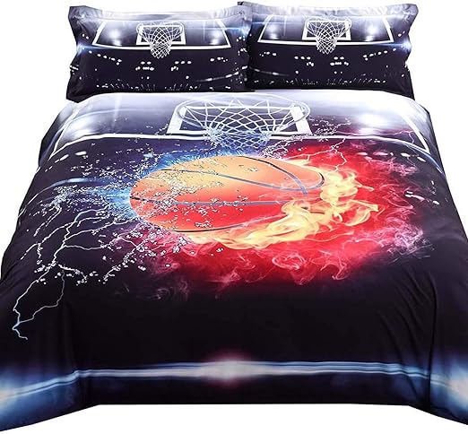 Amazon Com Encoft Basketball Duvet Cover Sheet Sets With Fitted Sheet And Pillowcases 4 Pieces Bedding Sets Twin Full Queen Size Home Kitchen