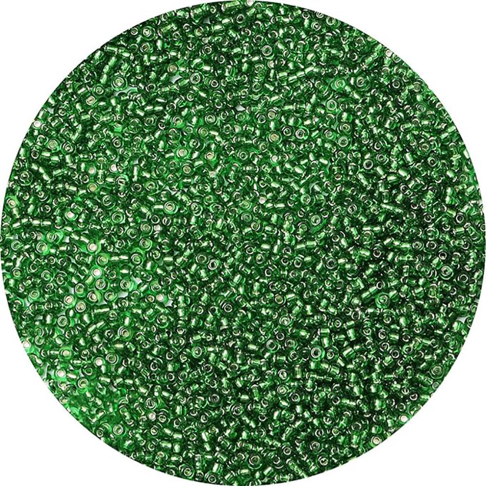 Gkelaly 2000Pcs Green Glass Seed Beads Bulk for Jewellery Making, 4mm 6/0 Small Pony Beads for Bracelet Necklace Earring Making & Crafting, Storage Box Included — image 1