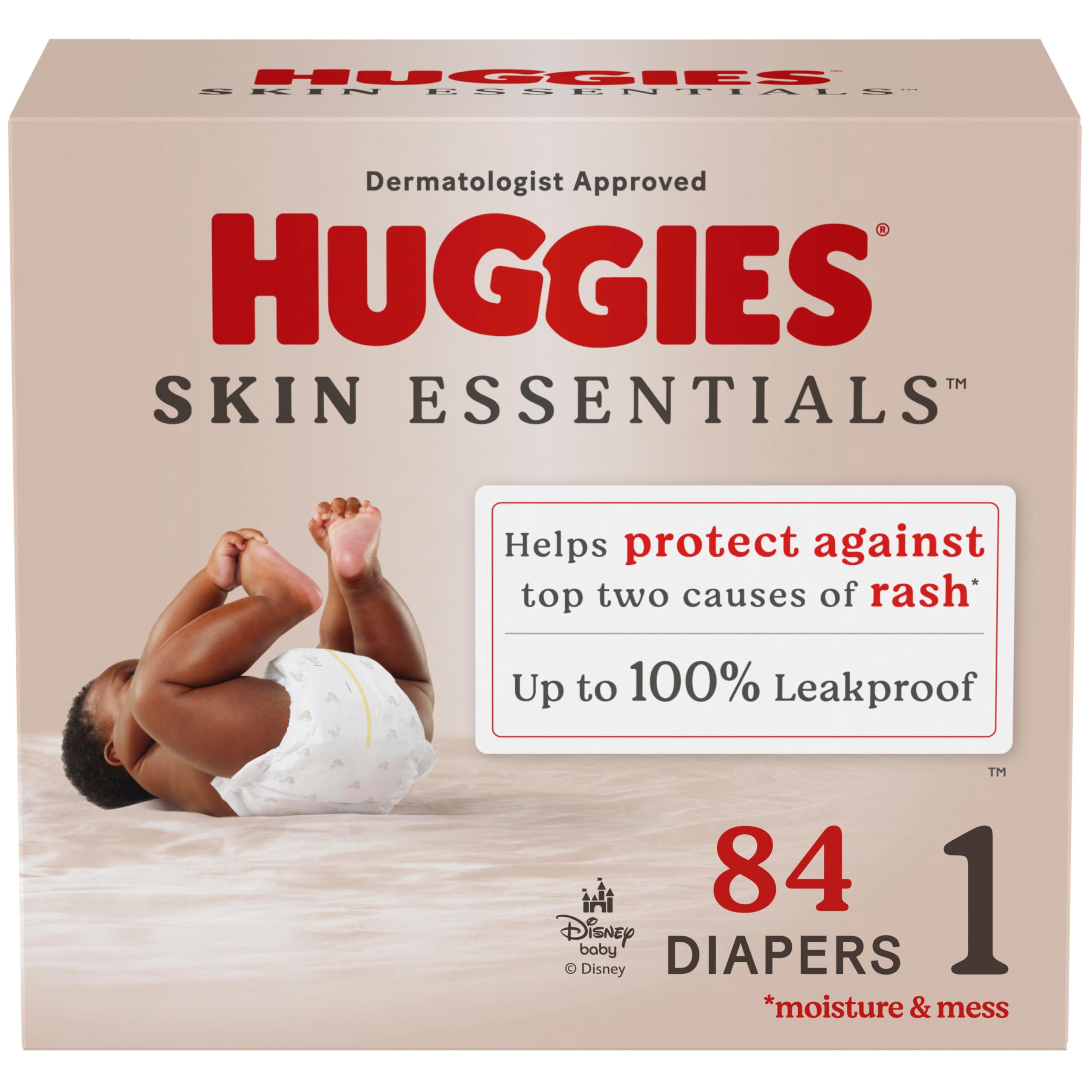 Photo 1 of Huggies Size 1 Diapers, Skin Essentials Baby Diapers, Size 1 (8-14 lbs), 84 Count, Packaging May Vary