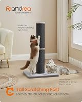 Feandrea Cat Scratching Post 85 cm Tall Sisal Post with Built-in Bell Ink Black view 2