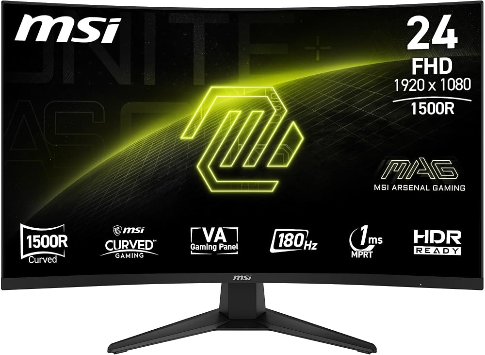 MSI MAG 244C 24 inch Curved FHD Monitor 1500R 1ms 180Hz VA DP HDMI