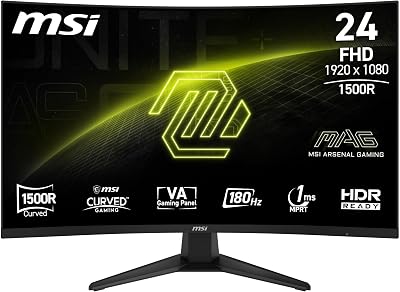 MSI MAG 244C 24 inch Curved FHD Monitor 1500R 1ms 180Hz VA DP HDMI