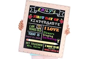 NEOGULY First and Last Day of School Board, Double Sided 1st Day of School Sign with Wooden Ruler Frame, Reusable First Day of Kindergarten Preschool Chalkboard Photo Prop, Back to School Gifts for Kids Girls