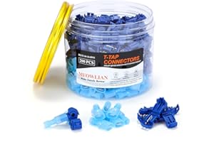 MEOWLIAN 200PCS/100 Pairs T-Tap Quick Splice Disconnect Wire Terminals Spade Wire Connectors Bule 16-14 AWG Male Female Fully Insulated Electrical Automotive Car Crimp Insulated Self-Stripping Kit