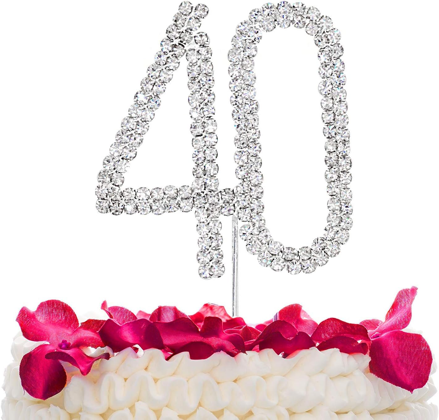 STONCEL Rhinestone Crystal Cake Topper Sparkling Silver Number 40th Birthday Anniversary Wedding Party Decoration Supplier (Number 40)