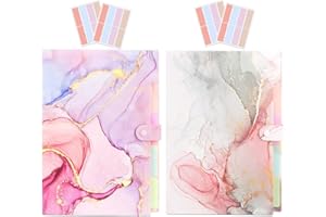 RIHEAN Expanding File Folder,Folders for Important Documents Organizer,Accordion File Organizer,Aesthetic Folders for School Students,5 Pockets File Folder for Home Bills,Pack of 2(Pink+White)