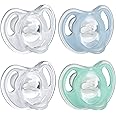 Tommee Tippee Ultra-Light Silicone Pacifier, Symmetrical Orthodontic Design, BPA-Free, One-Piece Design, Boy – 0-6m, 4pk