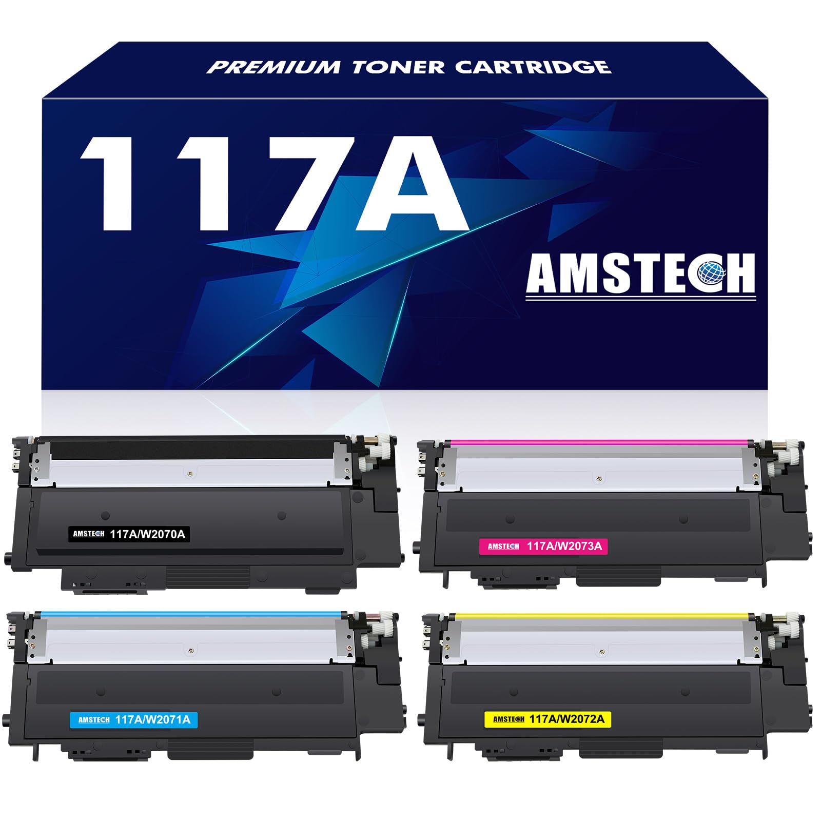 117A Toner Cartridge Compatible for HP 117A 117 Color Laser MFP 150nw 179fwg 178nwg 179fnw 178nw 150a 179 178 150 W2070A W2071A W2072A W2073A Ink 4-Pack (Black Cyan Yellow Magenta)