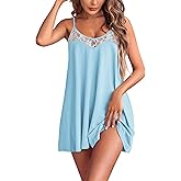 Ekouaer Nightgown Sexy Lingerie for Women Nightwear Lace Chemise Sleeveless Camisole Slip Dress Babydoll Sleepwear
