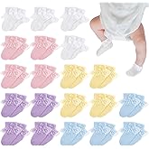 Sintege 20 Pairs Preemie Socks Baby Girls Boys Lace Ruffle Cotton Sock Hospital Nicu Socks for Premature Newborn
