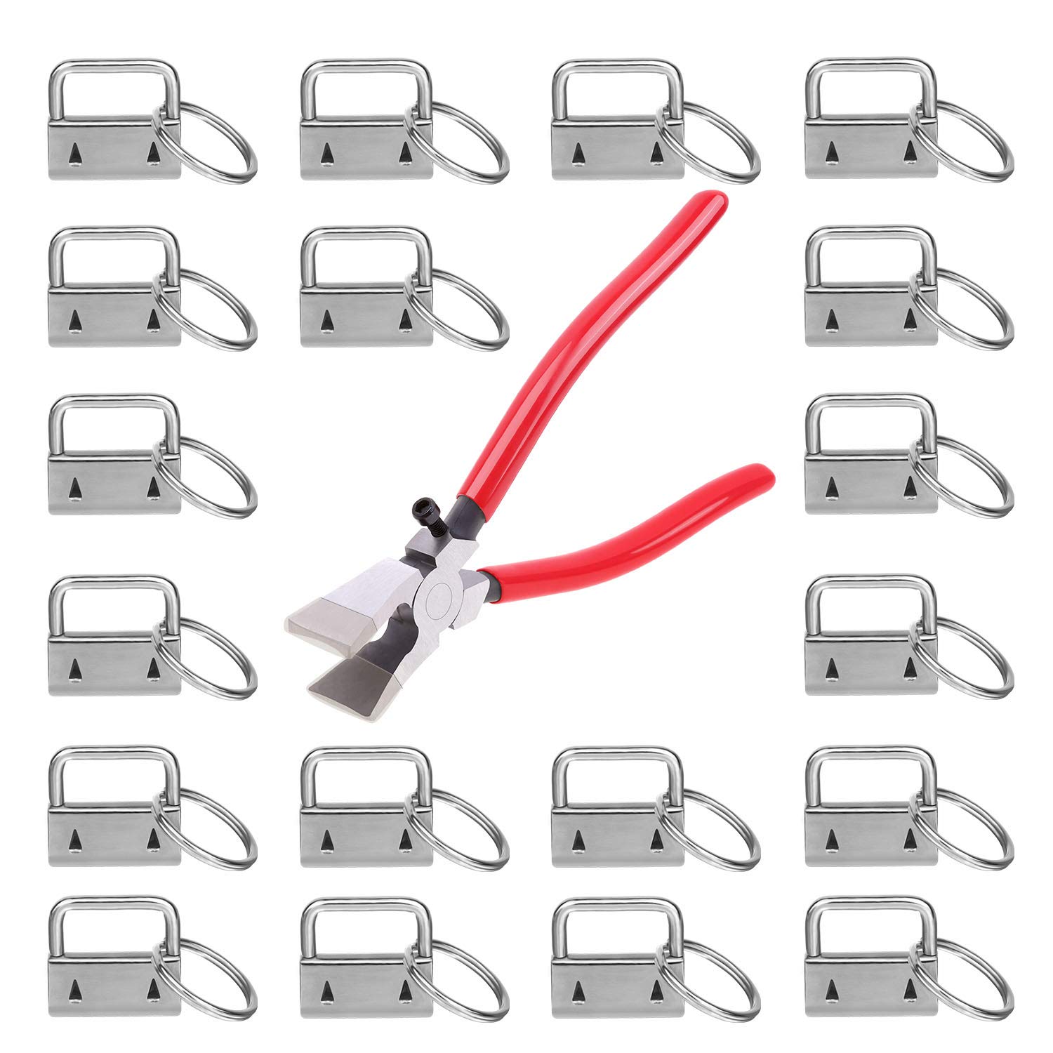 KeyFob Hardware Set, Shynek 40pcs Key Fob Hardware 1 Inch with Key Fob Pliers for Wristlet Keychain, Key Lanyard and Key Chain Making Hardware Supplies