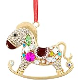 SICOHOME Babys First Christmas Ornament 2025 - Rocking Horse Christmas Ornament with Rhinestones Newborn Baby 1st Christmas Ornament Girl Boy for Son Daughter Grandson Granddaughter - Black