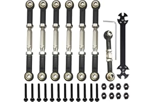 HienoLelu Adjustable Turnbuckles/Camber Link with RC Wrench for Traxxas 1/10 Slash 2WD 4X4/Rustler 2WD 4X4/Hoss 2WD 4X4/Stampede 2WD 4X4 4WD RC Car (Black)