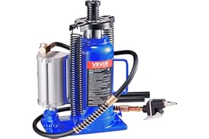 VEVOR Air Hydraulic Bottle Jack, 20 Ton (44092 lbs) Capacity, 10.2-19.5 Inch Lifting Range, Pneumatic/Manual Heavy Duty Welded Bottle Jack with Pump for Car, SUV, Pickup, Truck, RV, Auto Repair, Blue