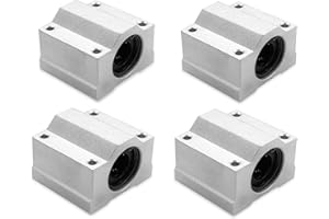 DEEPDREAM 4Pcs SCS20UU Linear Motion Ball Bearing Slide Block ID 20mm Aluminum Bushing Linear Rail Support Guide Shaft Bearing for Printer Parts 4 Pack