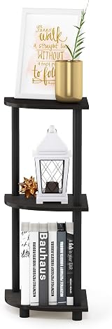 Furinno Turn-N-Tube Corner Shelf 3-Tier Espresso Display Storage Shelves view 5