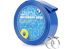 NEAGLORY 2" x 50 FT Pool Backwash Hose, Heavy Duty Flat Sump Pump Hose, Reinforced Discharge Hose with Clamp, Weather and Burst Resistant, Drain Clean Swimming Pools and Filters for Inground Pools