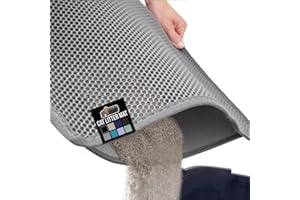 GORILLA GRIP Honeycomb Cat Litter Box Mat, Two Layer Trapping Waste Mats, Soft On Paws, Litter Box Supplies and Essentials for Indoor Cats, Traps Excess, Water Resistant for Floors, 24x15 Gray