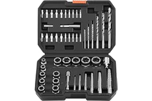 VEVOR Screw Extractor Set with Drill Bits, 49 Pieces, Easy Out Nut Bolt Extractors and Drill Bits, with Adapters, Solid Stora