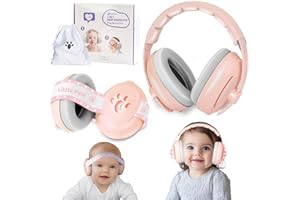 Dekukar 2-in-1 Baby Ear Defender Protection, Comfortable Noise Cancelling Earmuffs for Babies Toddler up to 48 Months - CE Certified - Against Hearing Damage & Improves Sleep, Baby Airplane Essentials