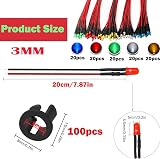 RUNCCI-YUN 100pcs 3mm Prewired LEDs 12V 20cm Cables + Holders Model Railway view 2