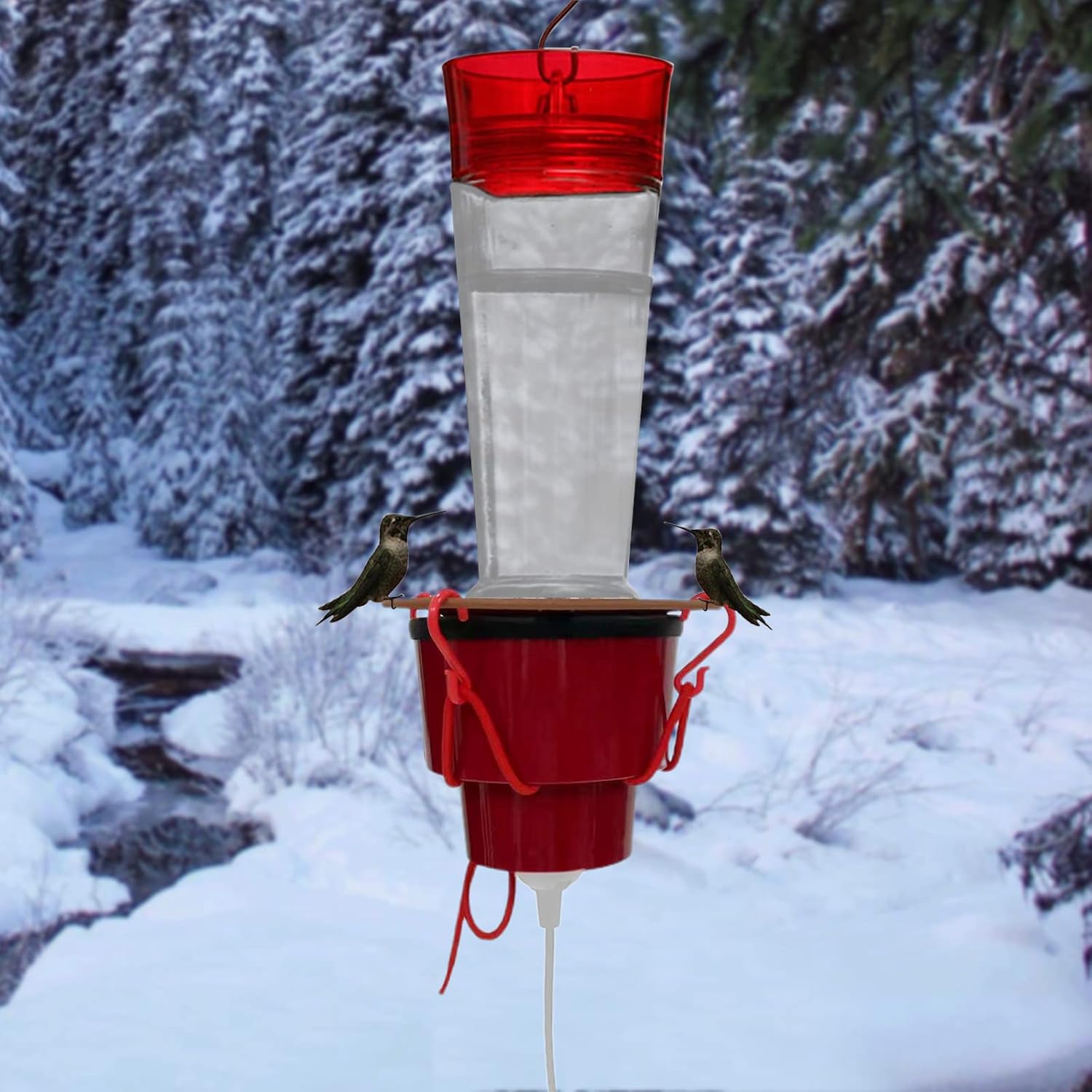 Backyard Birding & Wildlife - SHWORON Hummingbird Feeder Heater, Heated Feeders for Outdoors,Bird Heater Attaches to Bottom Feed Hummingbirds in Freezing Weather Winter Outdoor Garden(Feeder NOT Included) Red