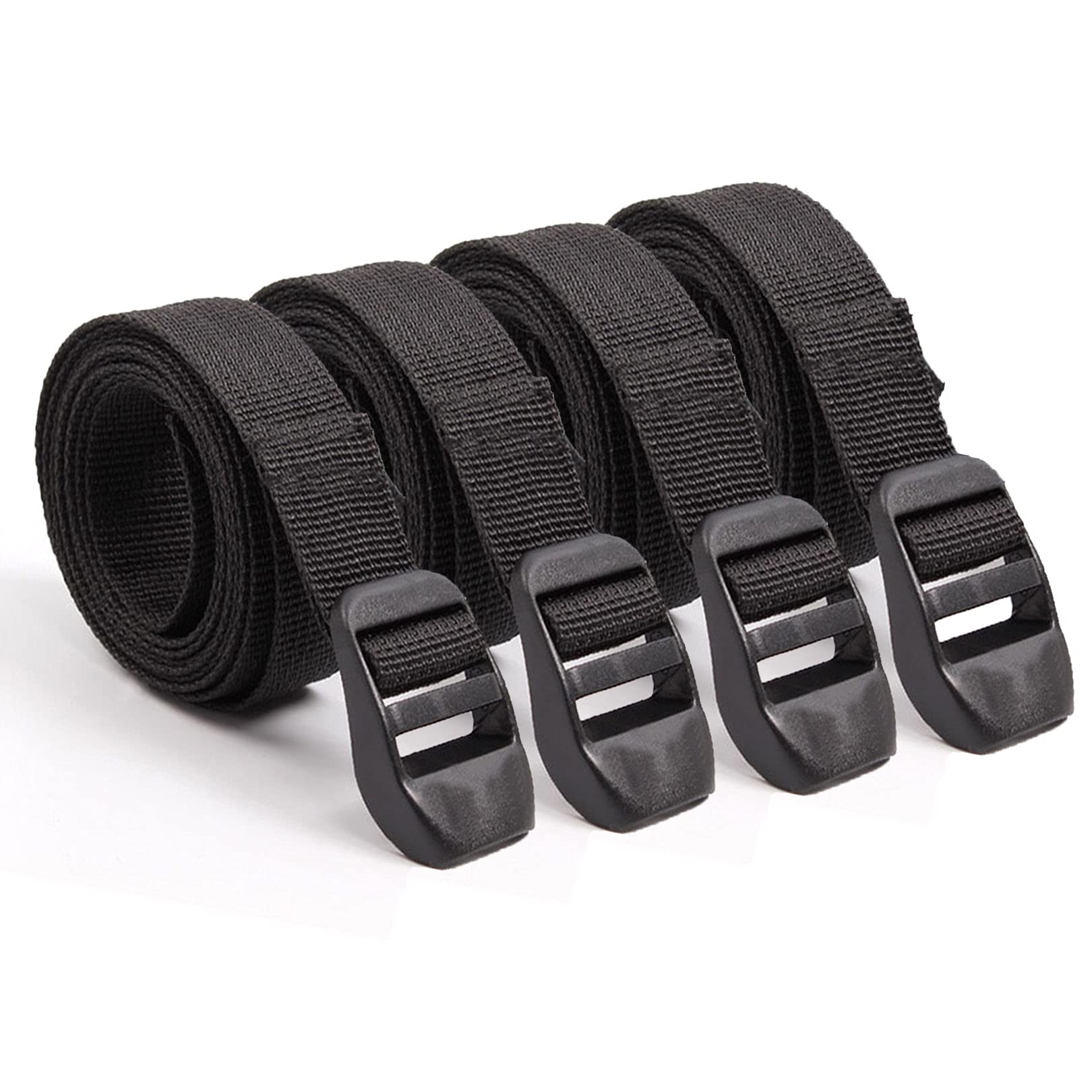 Trail Camera Straps, Flrsucby Wildlife Trail Camera Mount Straps Nylon Fiber Straps, Tree Belts Kit Fits Cameras for Trail Game Cameras Accessory with Thickened buckle, Black, 4 PCS, S, BD_K1