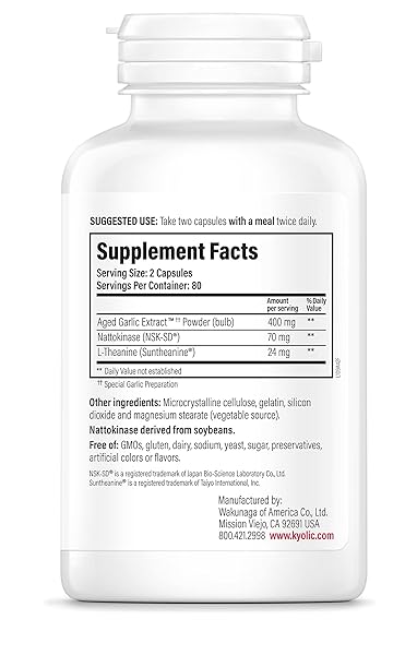 KYOLIC AGED GARLIC EXTRACT FORMULA 109, BLOOD PRESSURE HEALTH, 160 CAPSULES