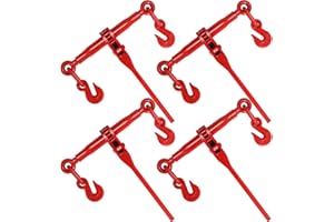 HAQQI Ratchet Chain Binders 5/16'' - 3/8‘’ 4 Pack Load Binder with 2 Grab Hooks for Grade 70 Transport Chain w/ 19000 LBS Working Load Capacity